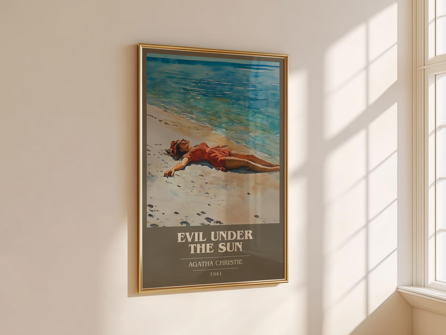 Evil Under the Sun book cover book poster framed on wall – mystery wall art