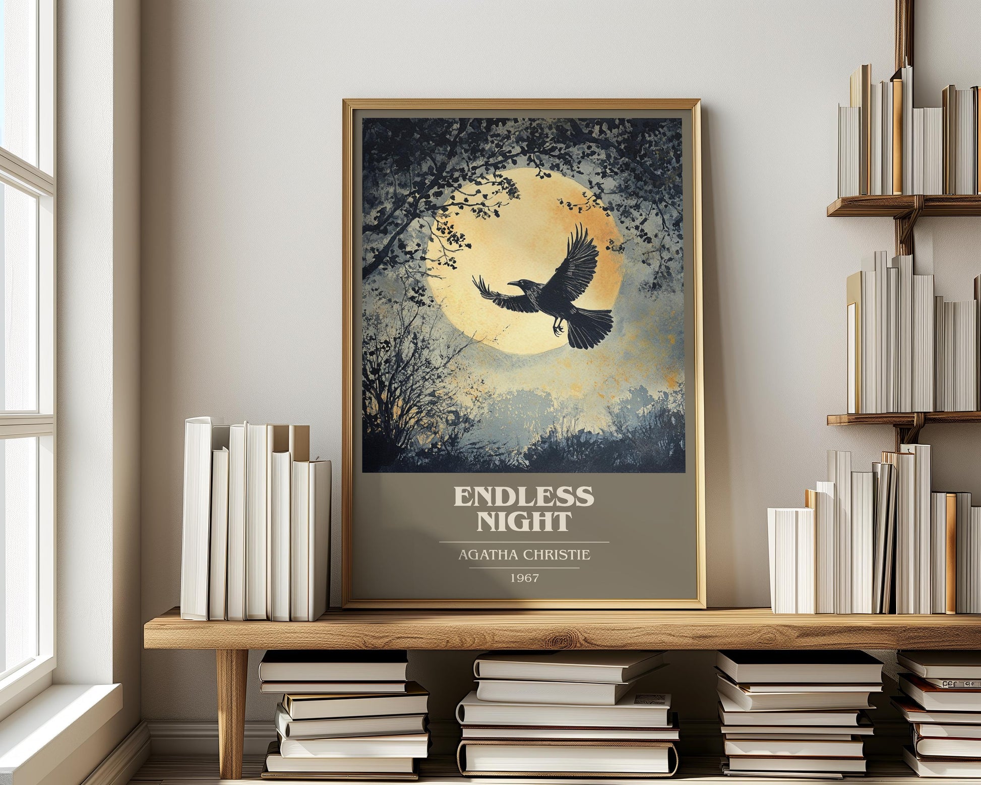 Endless Night book cover print on bookshelf – Agatha Christie fan gift