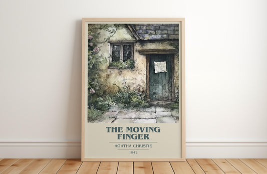 The Moving Finger by Agatha Christie Descriptive Poster Print. Free Delivery Wall Art Author & Blurb Book Artwork Novel