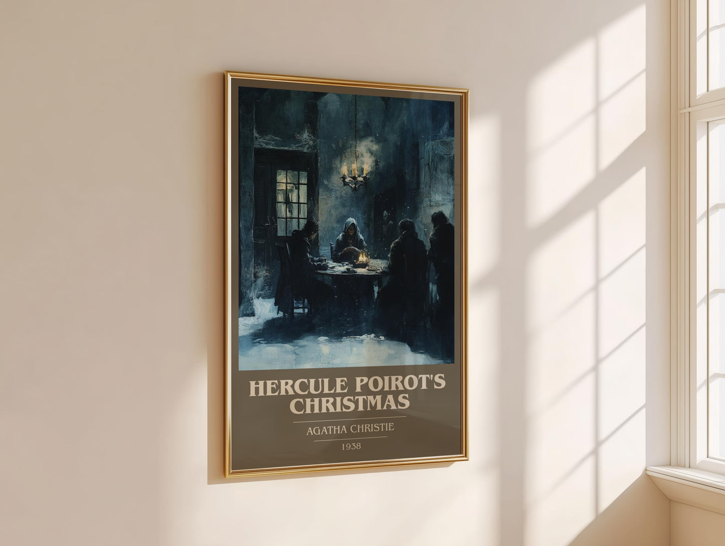 Hercule Poirot's Christmas book cover poster colour and style options – Agatha Christie book art