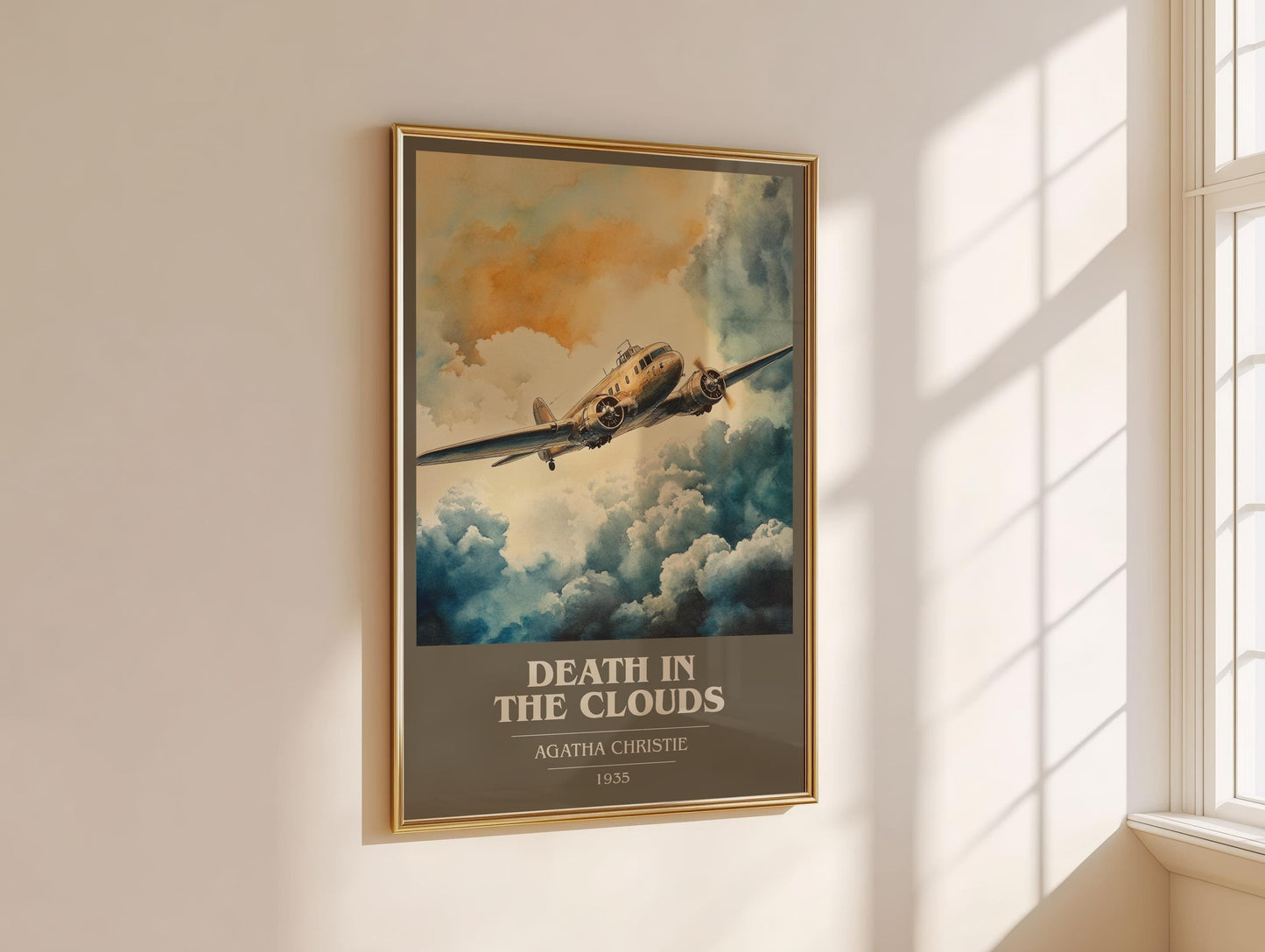 Death in the Clouds book cover book poster framed on wall – mystery wall art