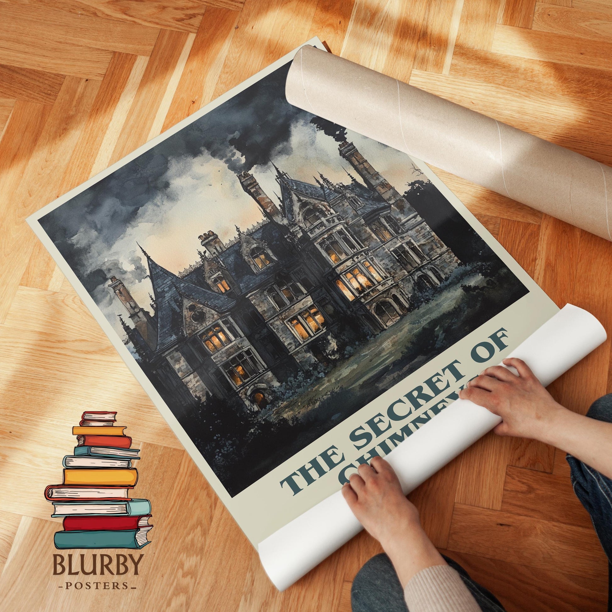 The Secret of Chimneys by Agatha Christie Descriptive Poster Print. Free Delivery Wall Art Author & Blurb Book Artwork Novel