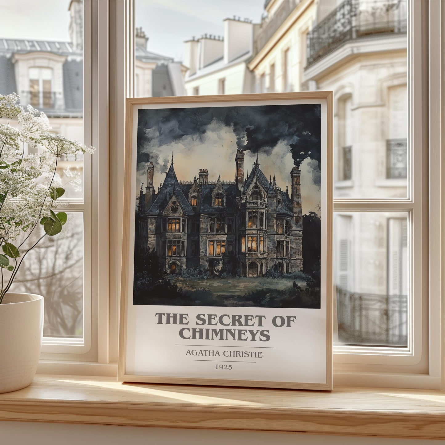 The Secret of Chimneys by Agatha Christie Descriptive Poster Print. Free Delivery Wall Art Author & Blurb Book Artwork Novel