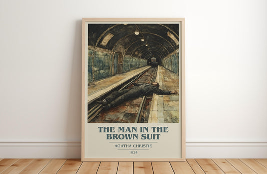 The Man in the Brown Suit by Agatha Christie Descriptive Poster Print. Free Delivery Wall Art Author & Blurb Book Artwork Novel