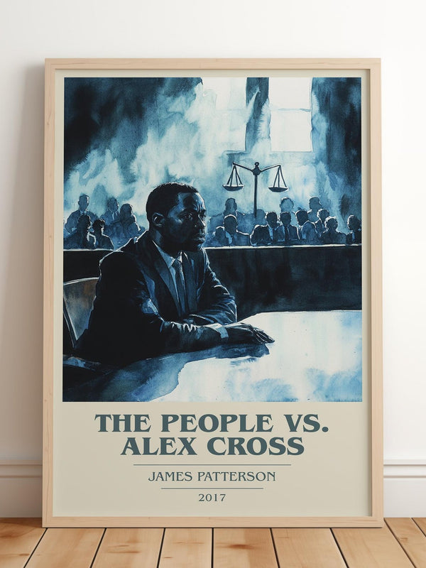 The People Vs. Alex Cross book cover print in frame leaning in hallway – thriller wall art