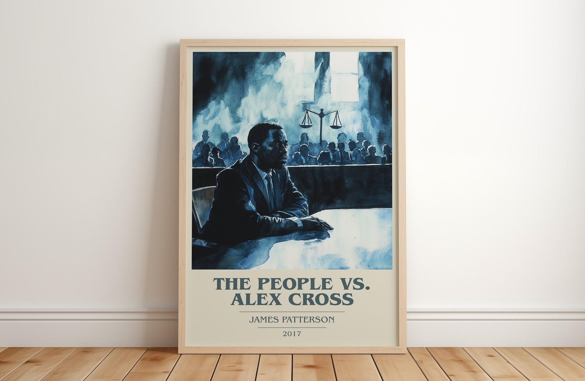 The People Vs. Alex Cross book cover print in frame leaning in hallway – thriller wall art