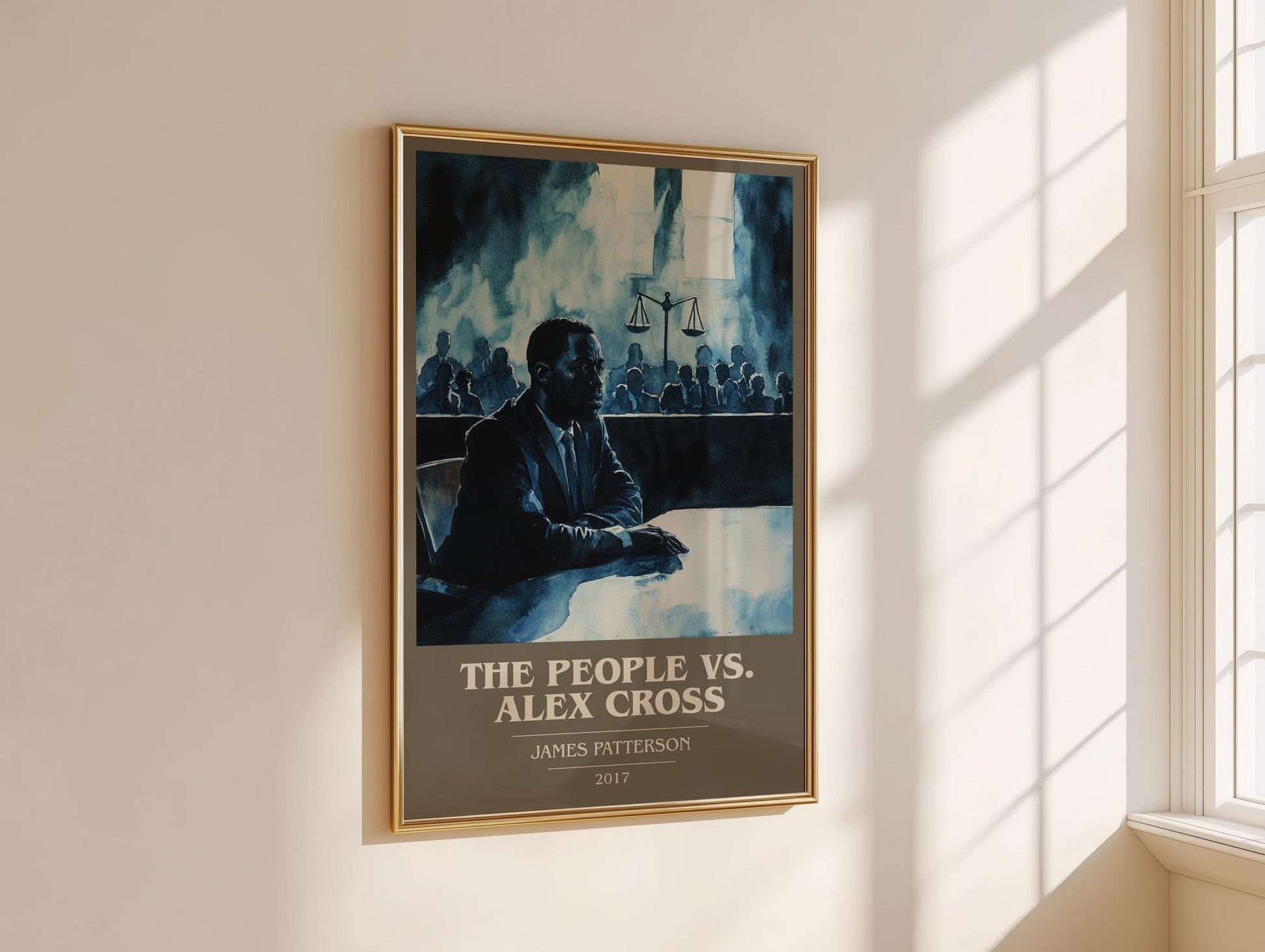 The People Vs. Alex Cross book cover print framed by window – literary home decor