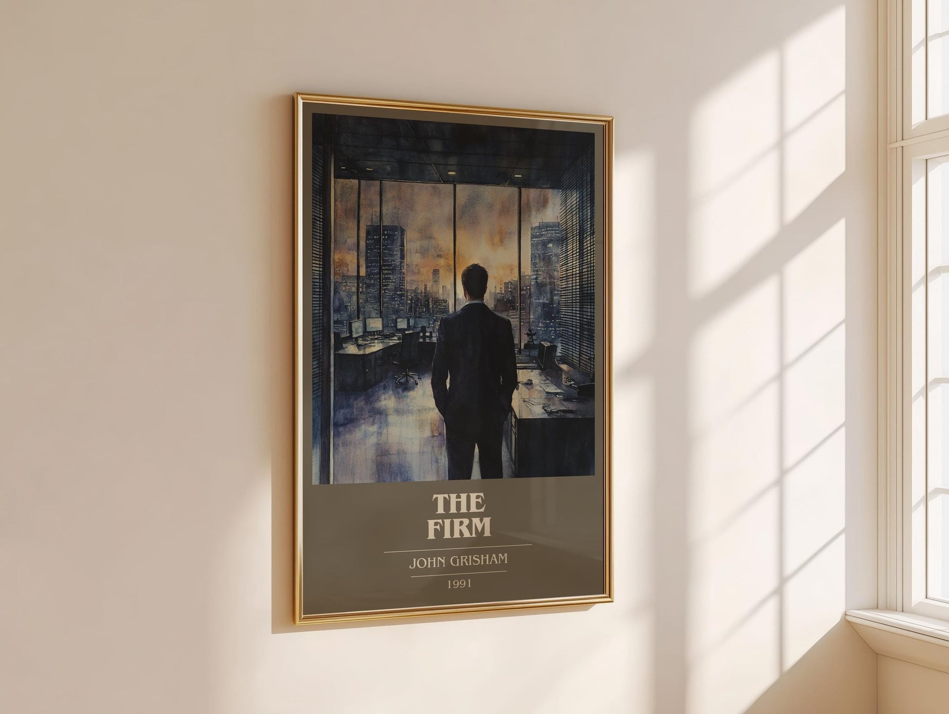 The Firm book cover print framed by window – literary home decor