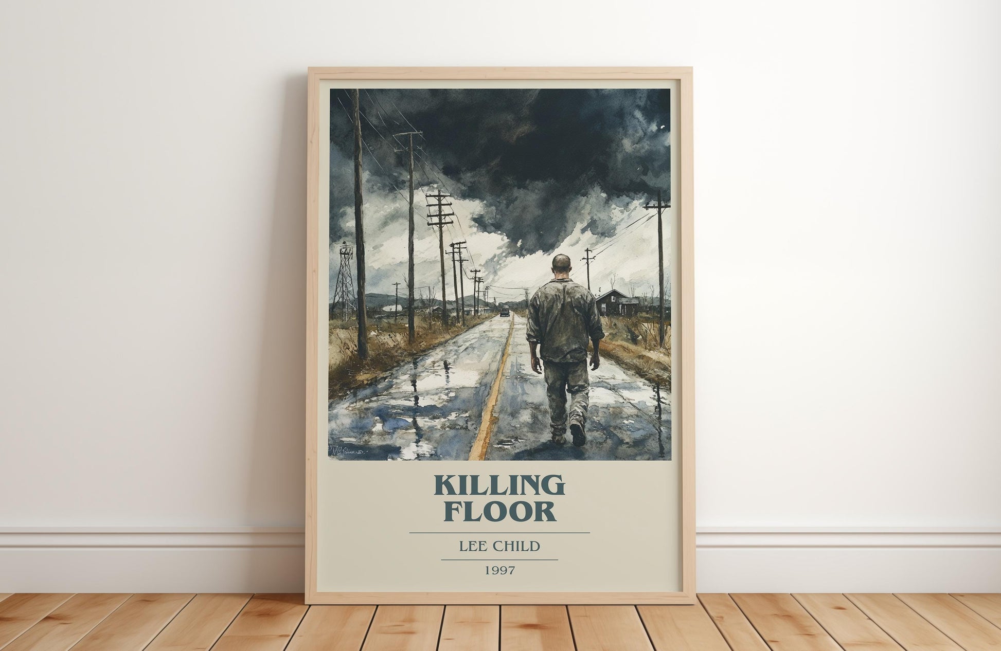 Killing Floor by Lee Child Descriptive Poster Print. Free Delivery Wall Art Author & Blurb Book Artwork Novel