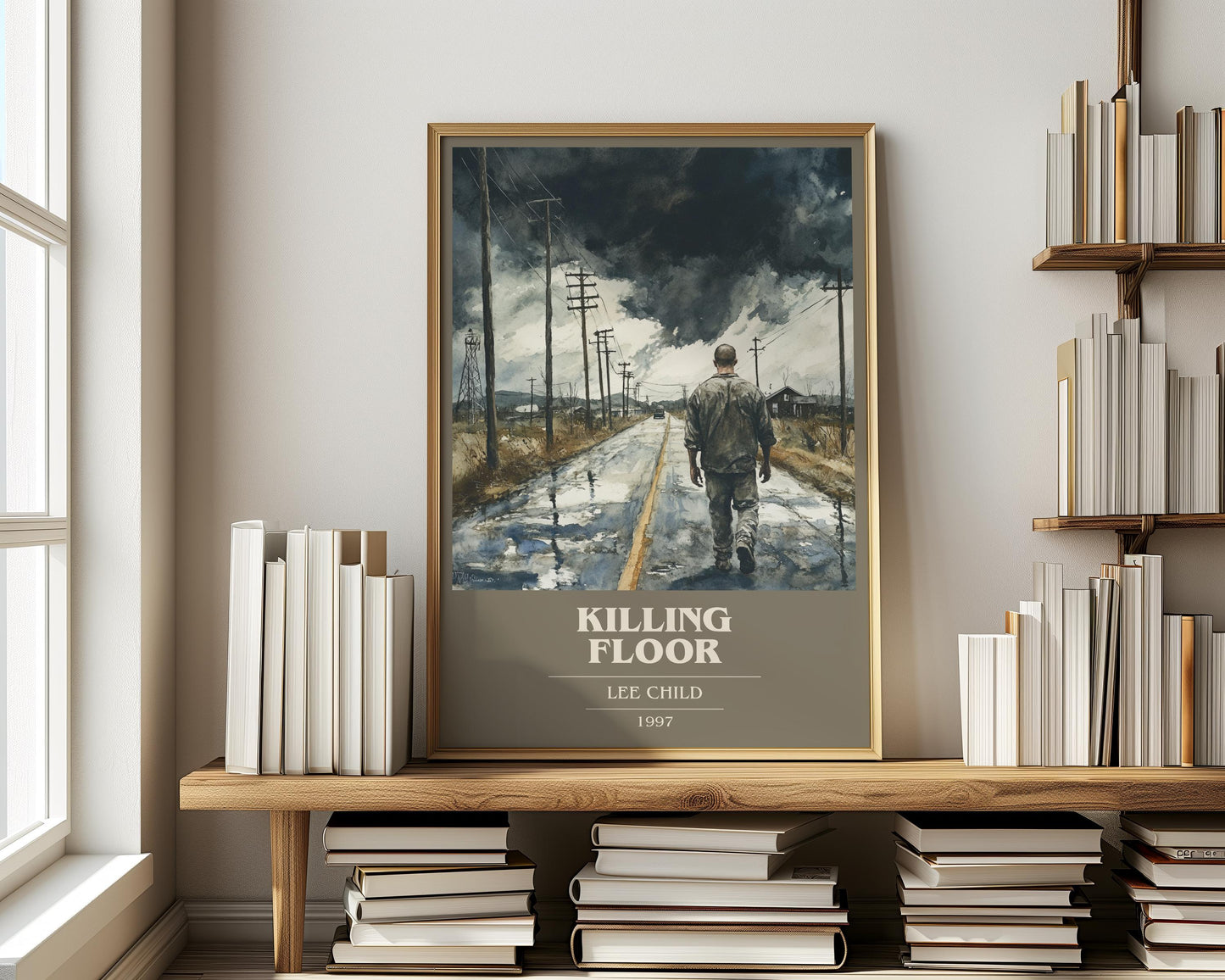 Killing Floor by Lee Child Descriptive Poster Print. Free Delivery Wall Art Author & Blurb Book Artwork Novel