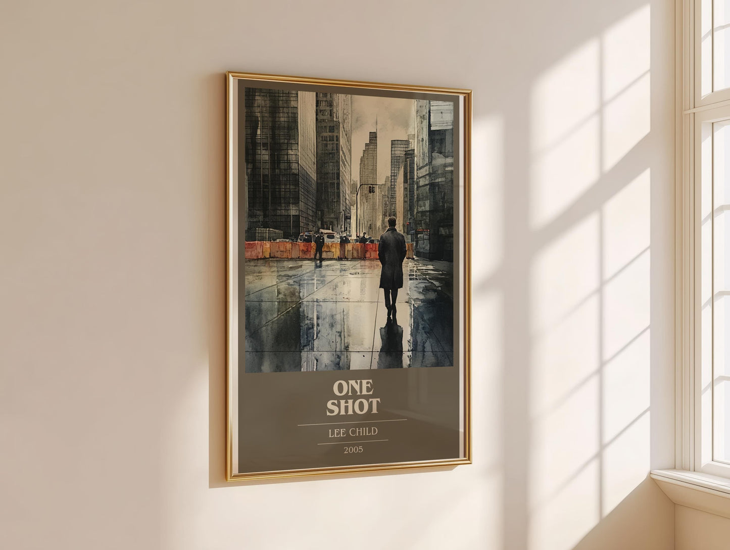 One Shot by Lee Child Descriptive Poster Print. Free Delivery Wall Art Author & Blurb Book Artwork Novel