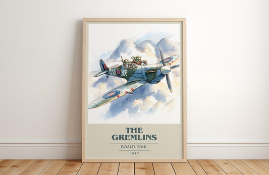 The Gremlins by Roald Dahl | Book Poster | Literary Art Gift For Book Lover | Novel Inspired Wall Art | Free Delivery