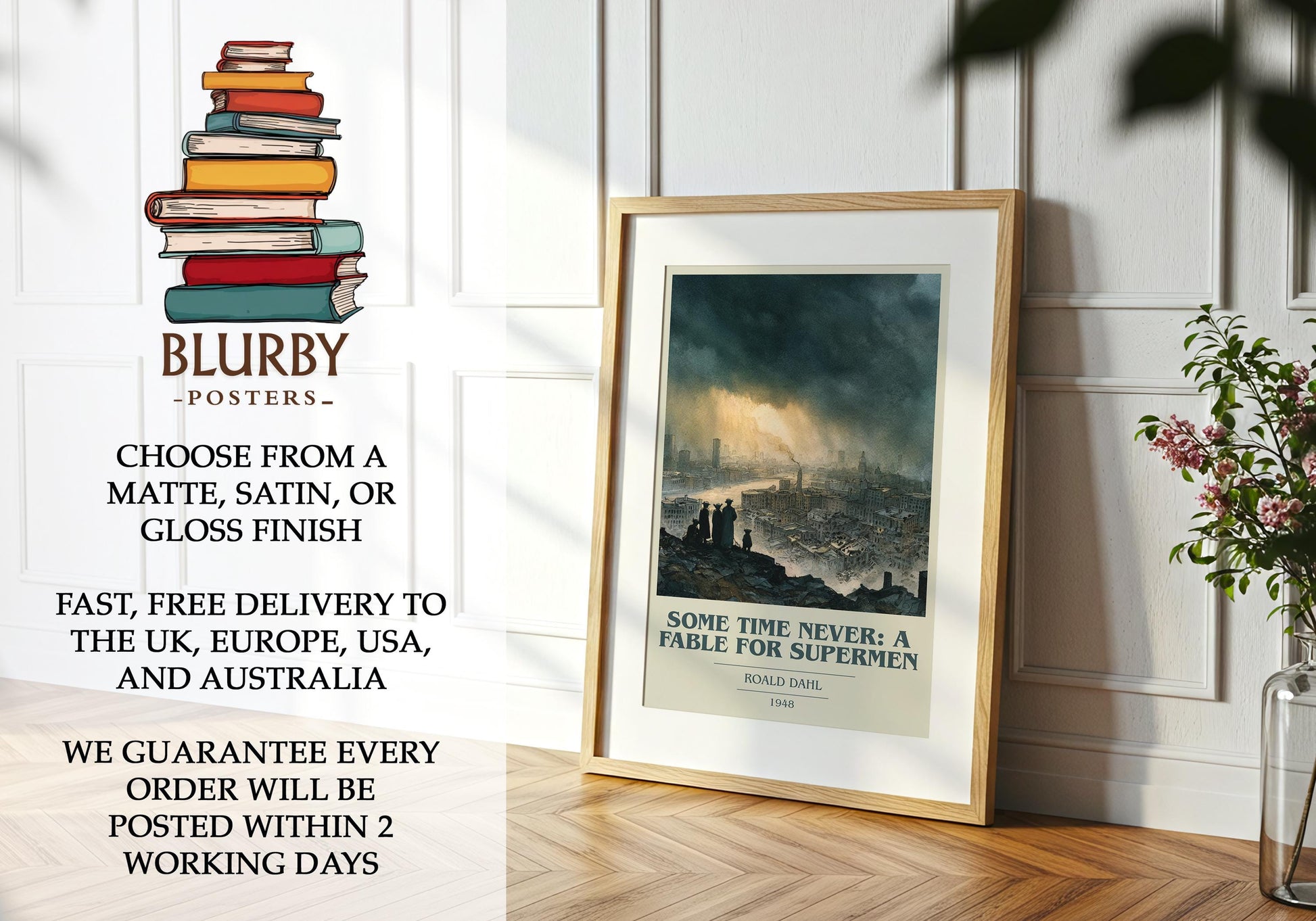 Some Time Never: A Fable For Supermen by Roald Dahl | Book Poster | Literary Art Gift For Book Lover | Novel Inspired Wall Art