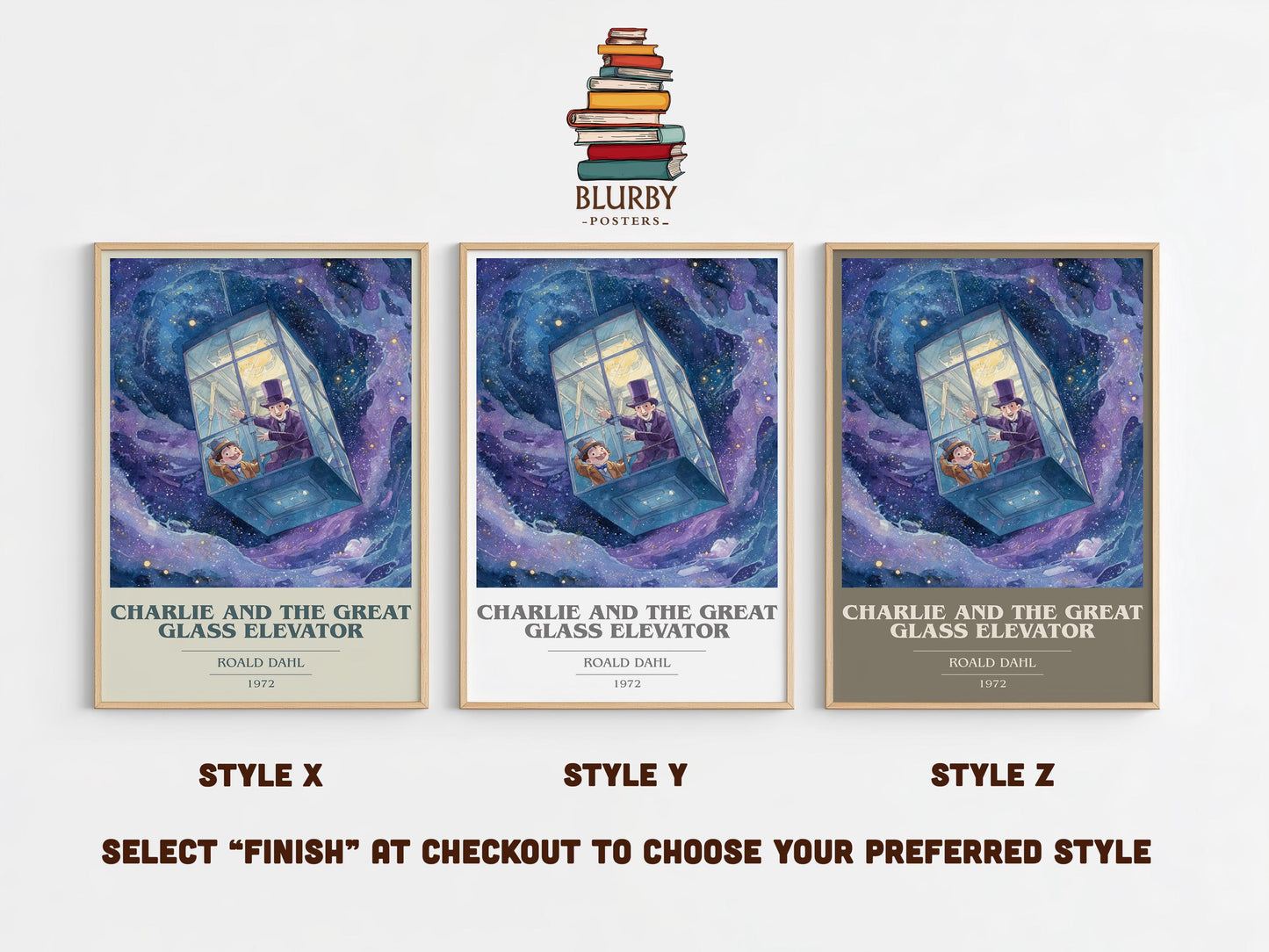 Charlie and the Great Glass Elevator by Roald Dahl | Book Poster | Literary Art Gift For Book Lover | Novel Inspired Wall Art