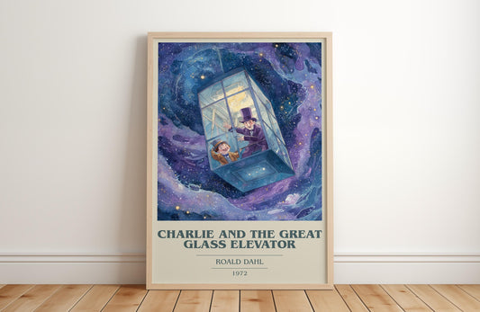 Charlie and the Great Glass Elevator by Roald Dahl | Book Poster | Literary Art Gift For Book Lover | Novel Inspired Wall Art
