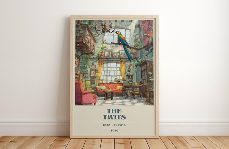 The Twits book cover print in frame leaning in hallway – childrens wall art