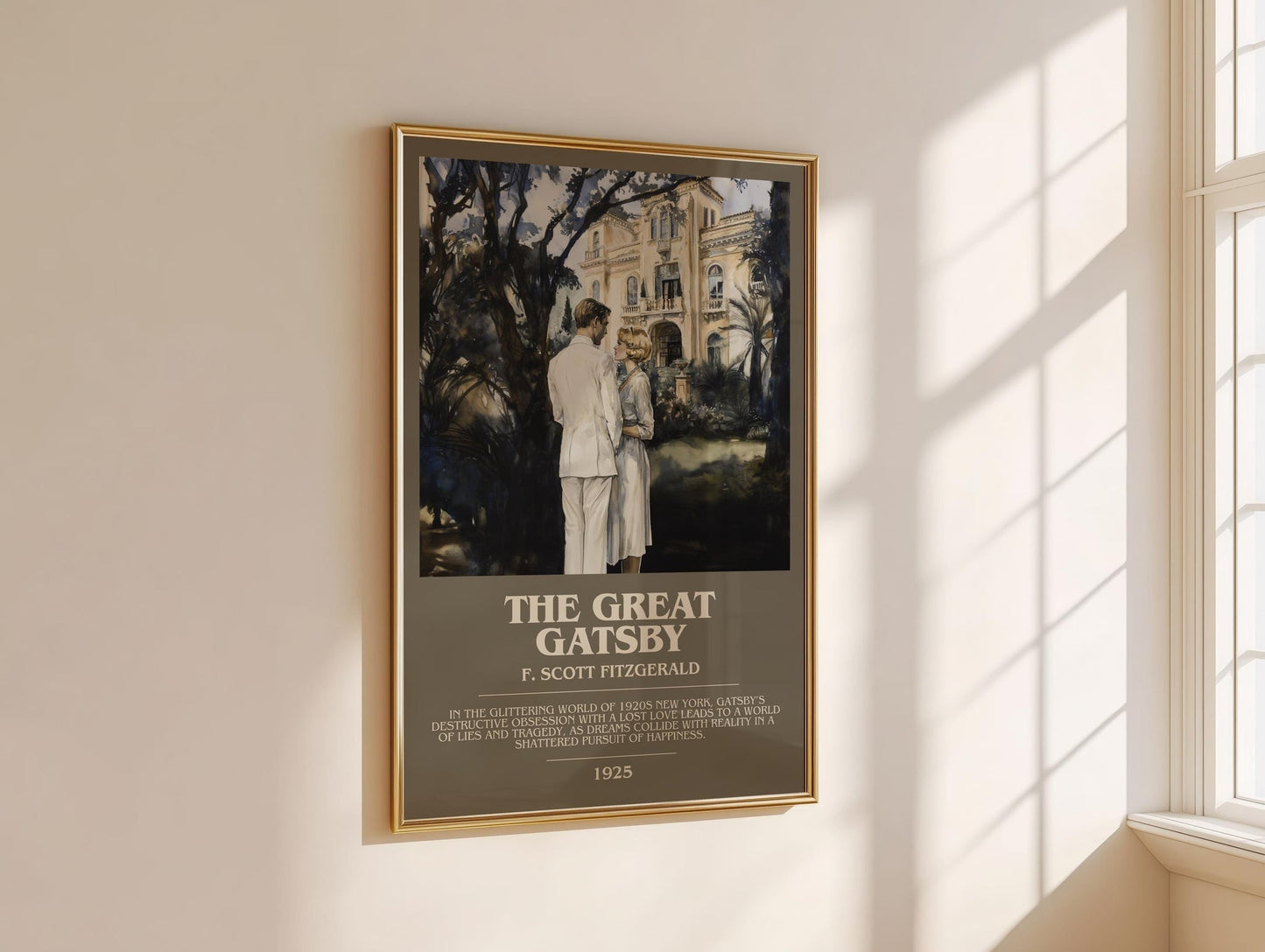 The Great Gatsby book cover book poster framed on wall – classic literature wall art