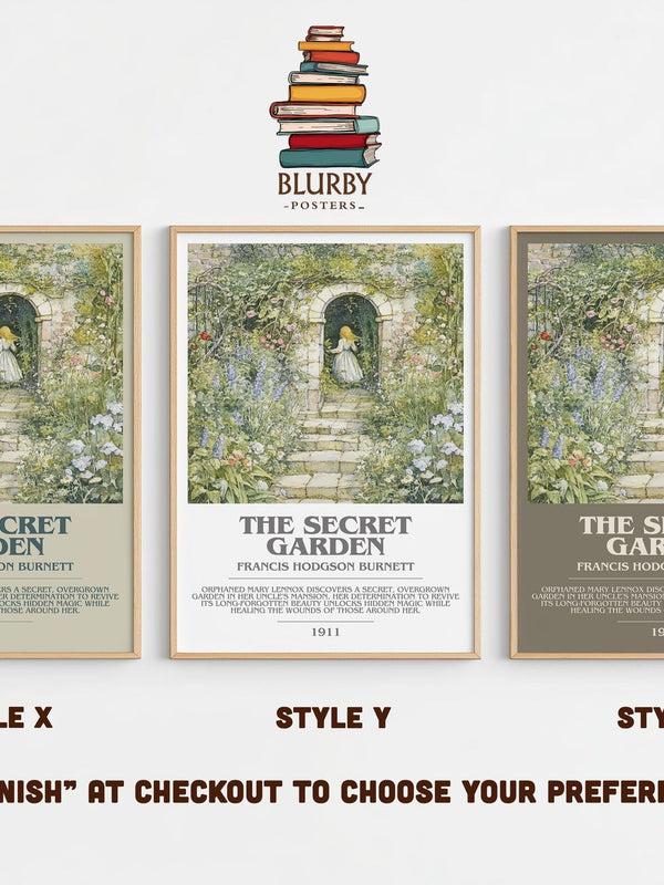 The Secret Garden bookish poster colour and style options – Frances Hodgson Burnett book art