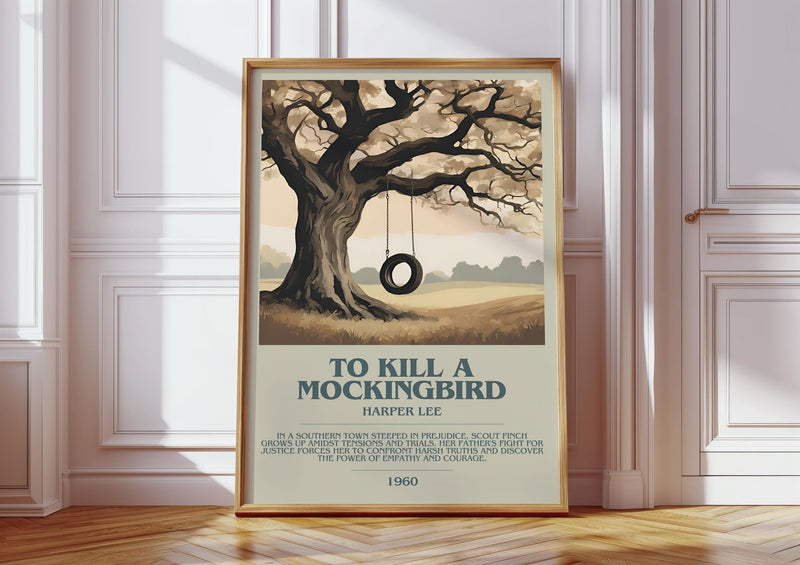 To Kill A Mockingbird bookish print in frame leaning in hallway – classic literature wall art