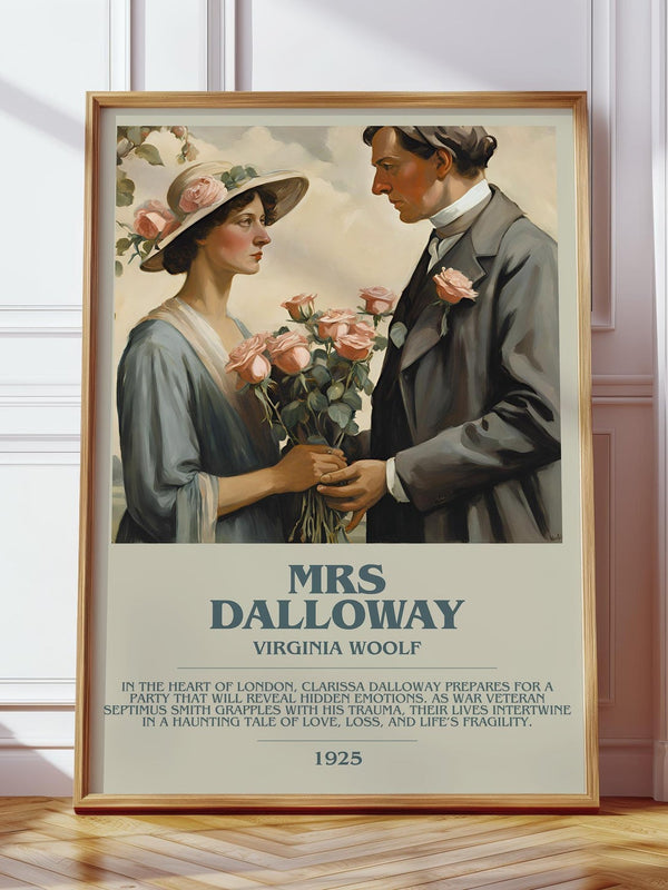 Mrs Dalloway bookish print in frame leaning in hallway – literary fiction wall art