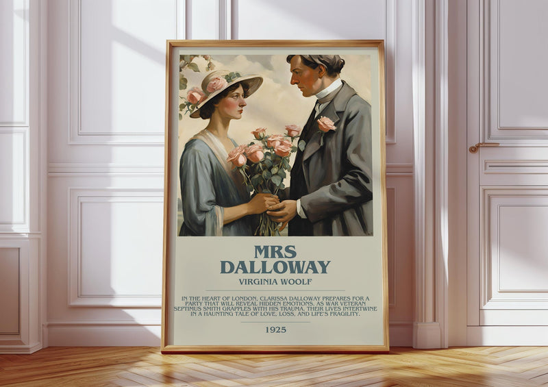 Mrs Dalloway bookish print in frame leaning in hallway – literary fiction wall art