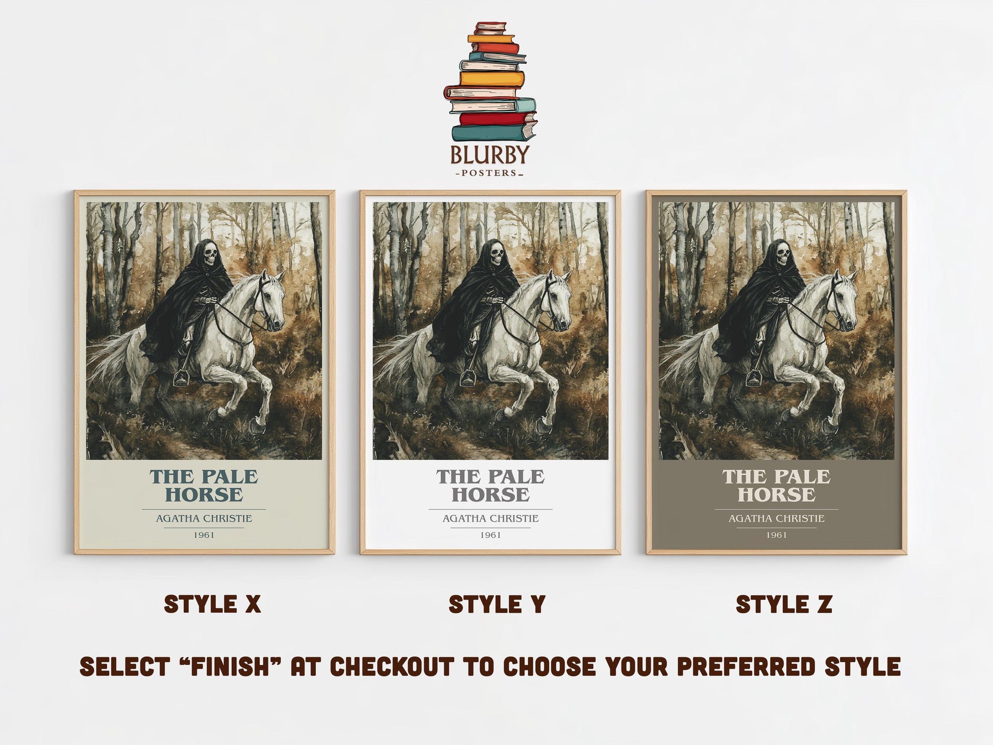 The Pale Horse book cover poster colour and style options – Agatha Christie book art
