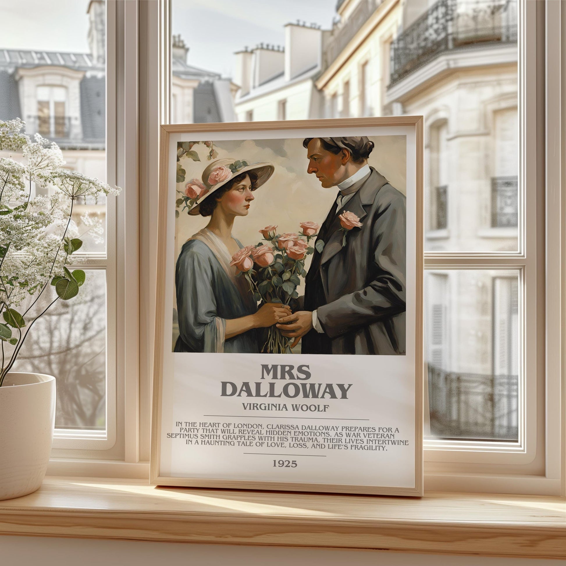 Mrs Dalloway bookish print framed by window – literary home decor