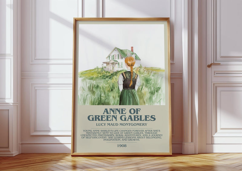 Anne of Green Gables bookish print in frame leaning in hallway – thriller wall art