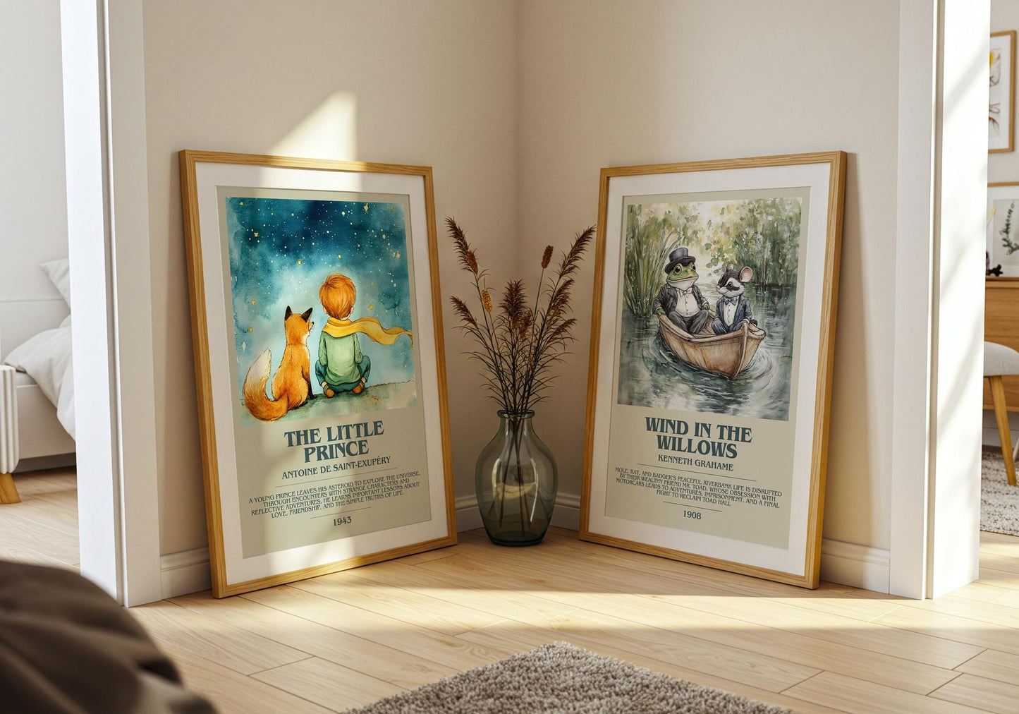 The Little Prince bookish poster paired in gallery wall – literary art prints