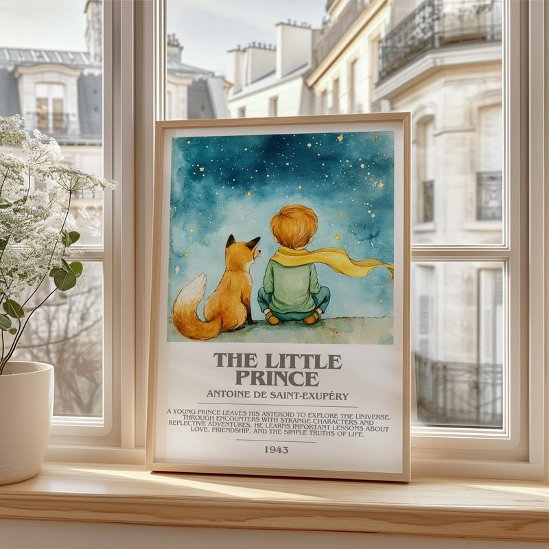 The Little Prince bookish print framed by window – literary home decor