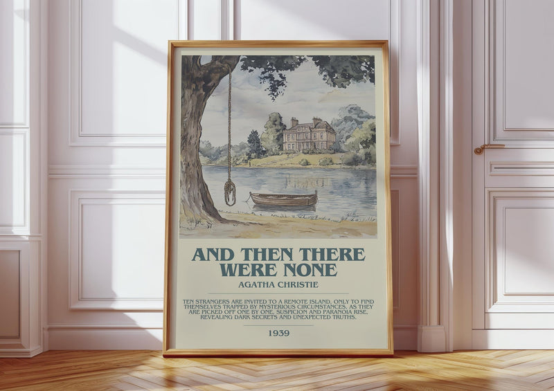 And Then There Were None bookish print in frame leaning in hallway – thriller wall art