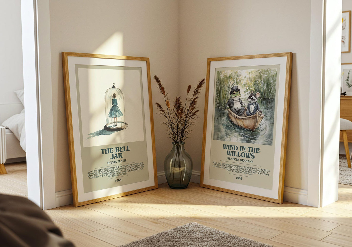 The Bell Jar bookish poster paired in gallery wall – literary art prints