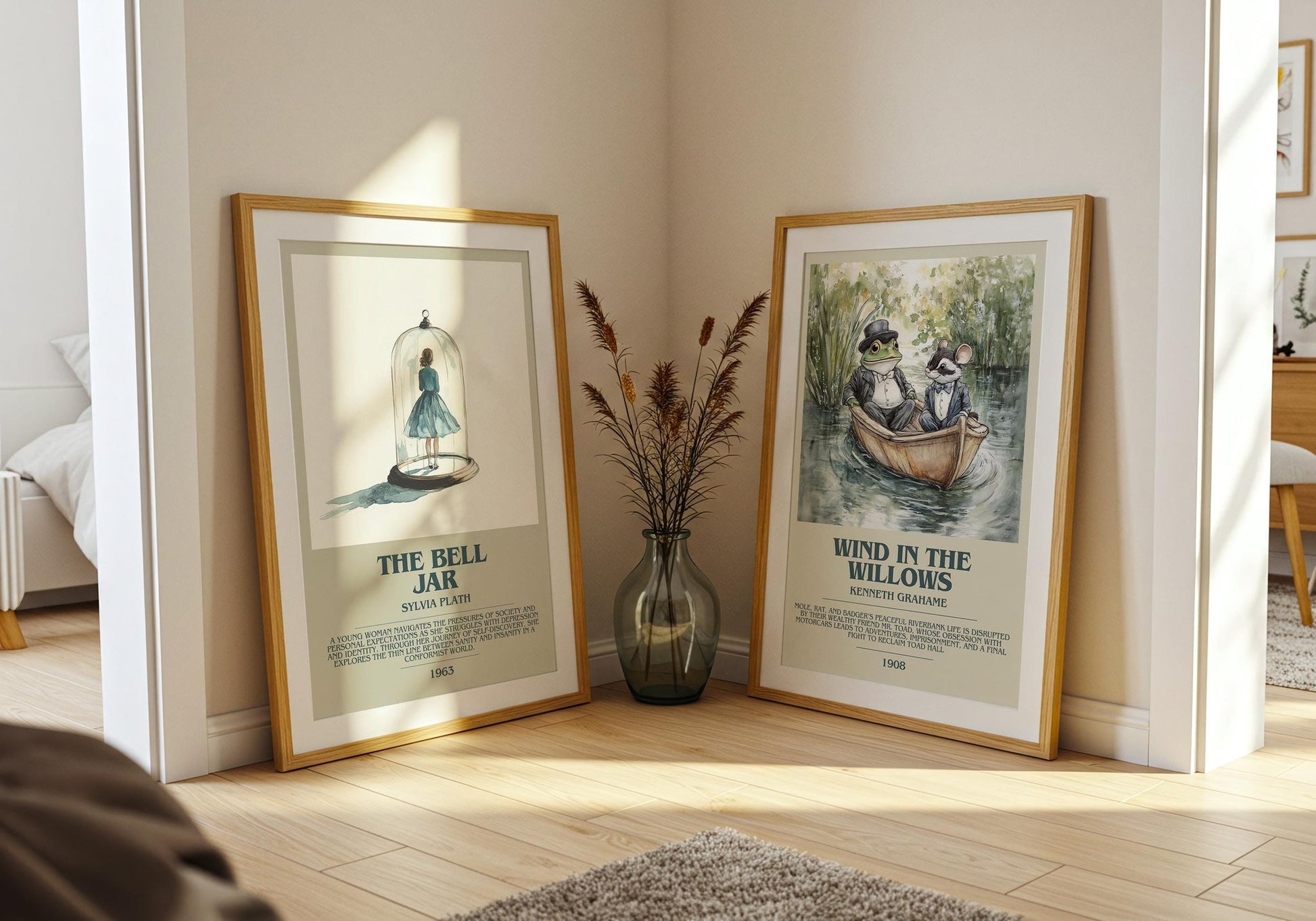 The Bell Jar bookish poster paired in gallery wall – literary art prints