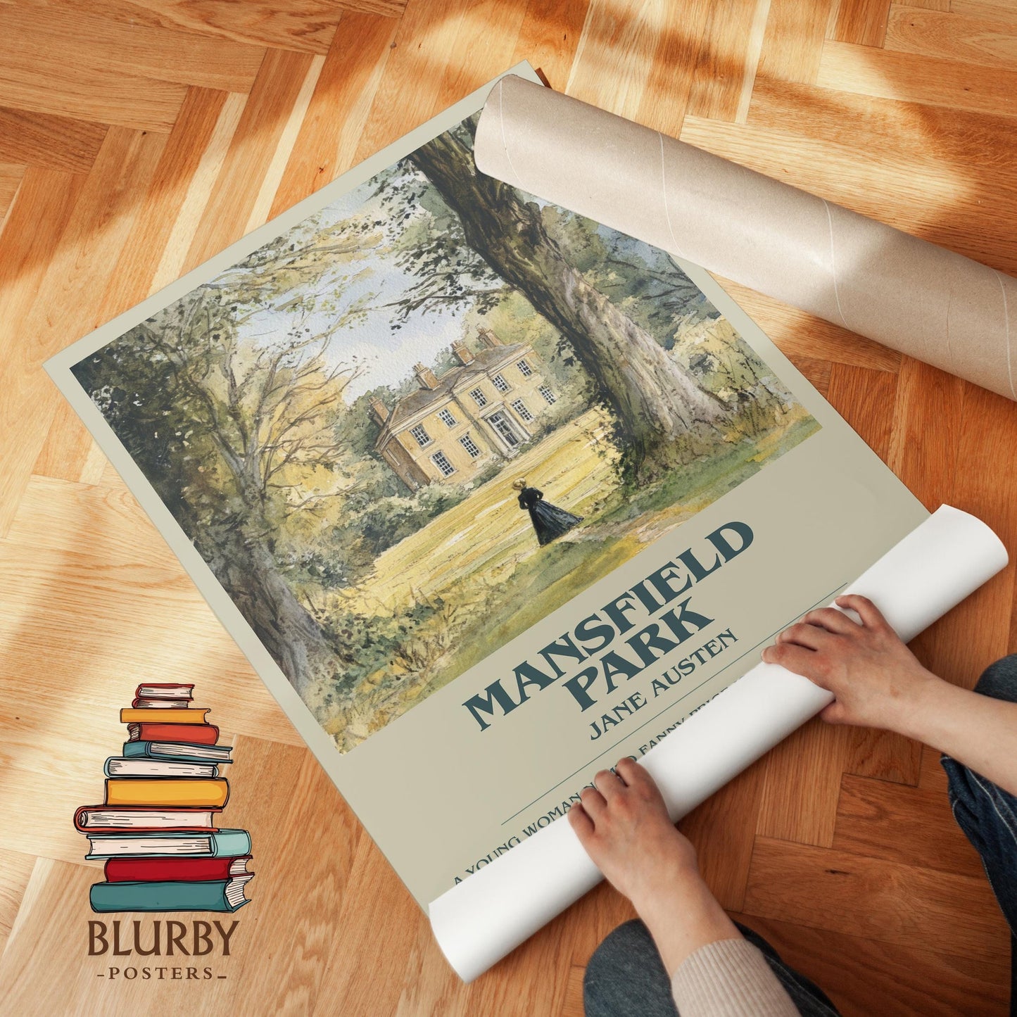 Mansfield Park book poster packaging – museum-quality print rolled in protective tube