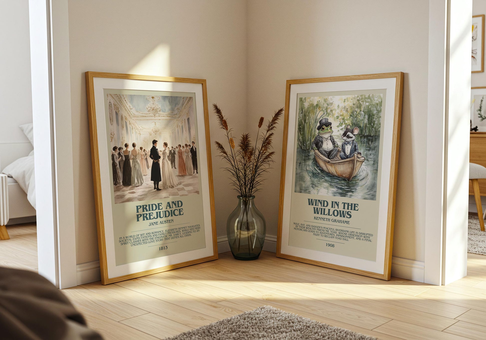 Pride and Prejudice bookish poster paired in gallery wall – literary art prints