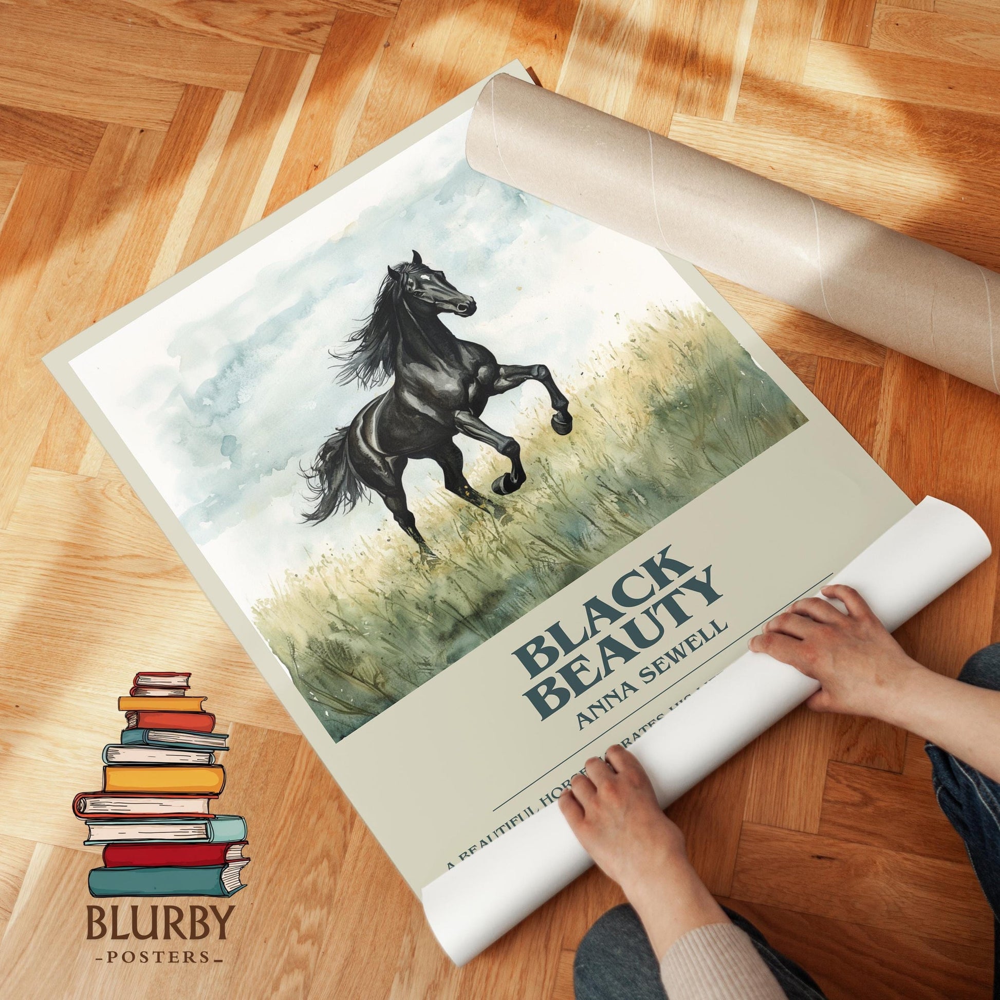 Black Beauty book poster packaging – museum-quality print rolled in protective tube