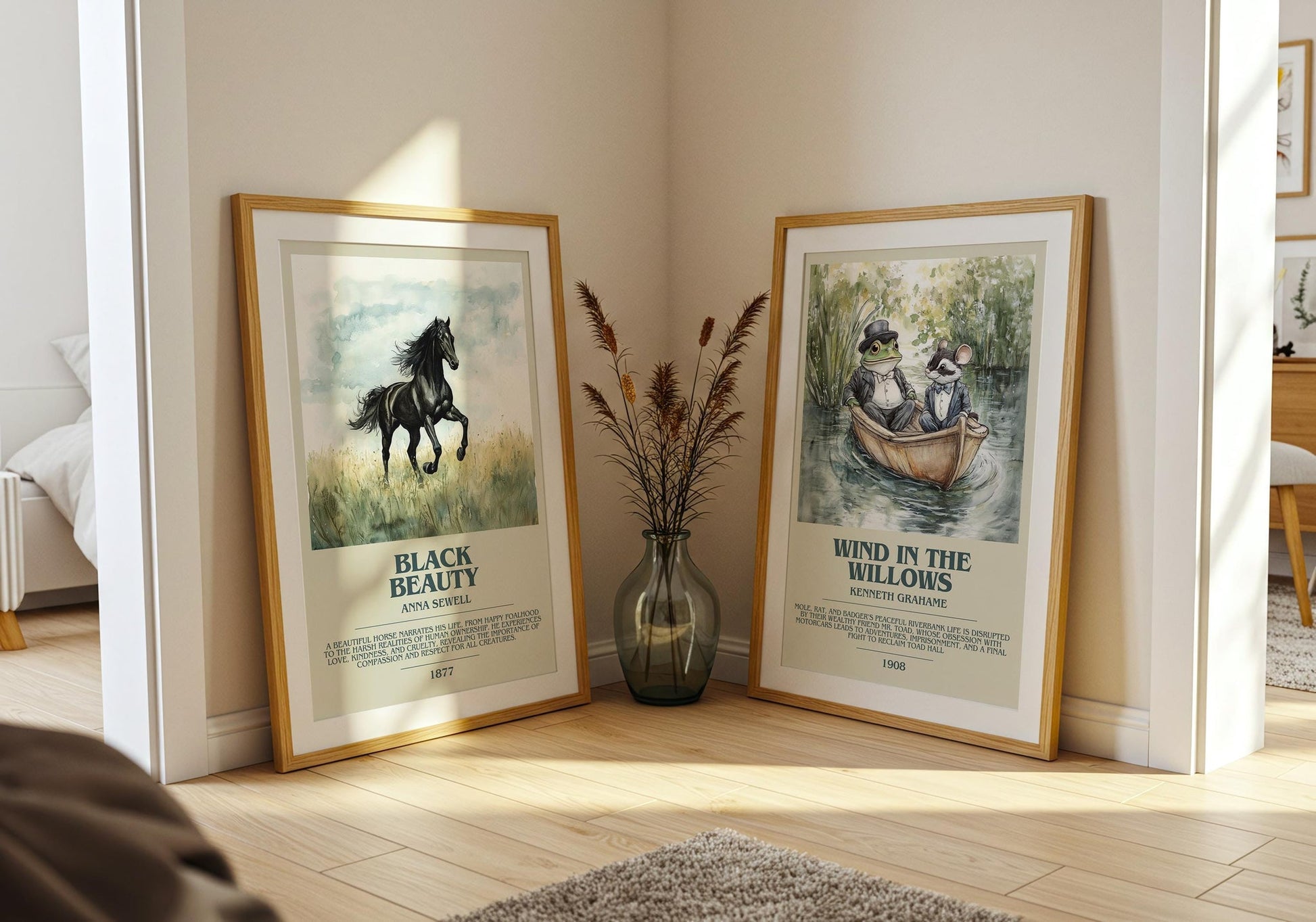 Black Beauty bookish poster paired in gallery wall – literary art prints