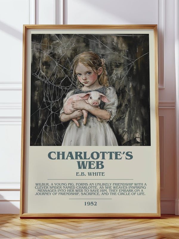 Charlotte's Web bookish print in frame leaning in hallway – childrens wall art