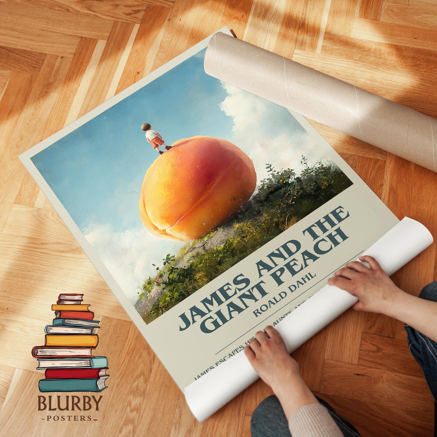 James and the Giant Peach by Roald Dahl | Descriptive Modern Book Art | Poster