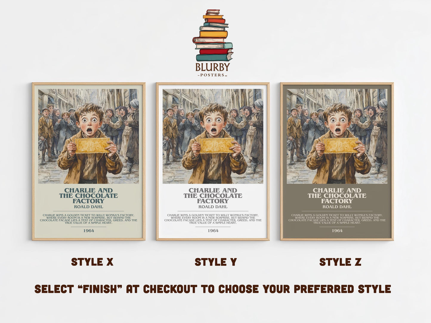 Charlie and the Chocolate Factory by Roald Dahl | Descriptive Modern Book Art | Poster