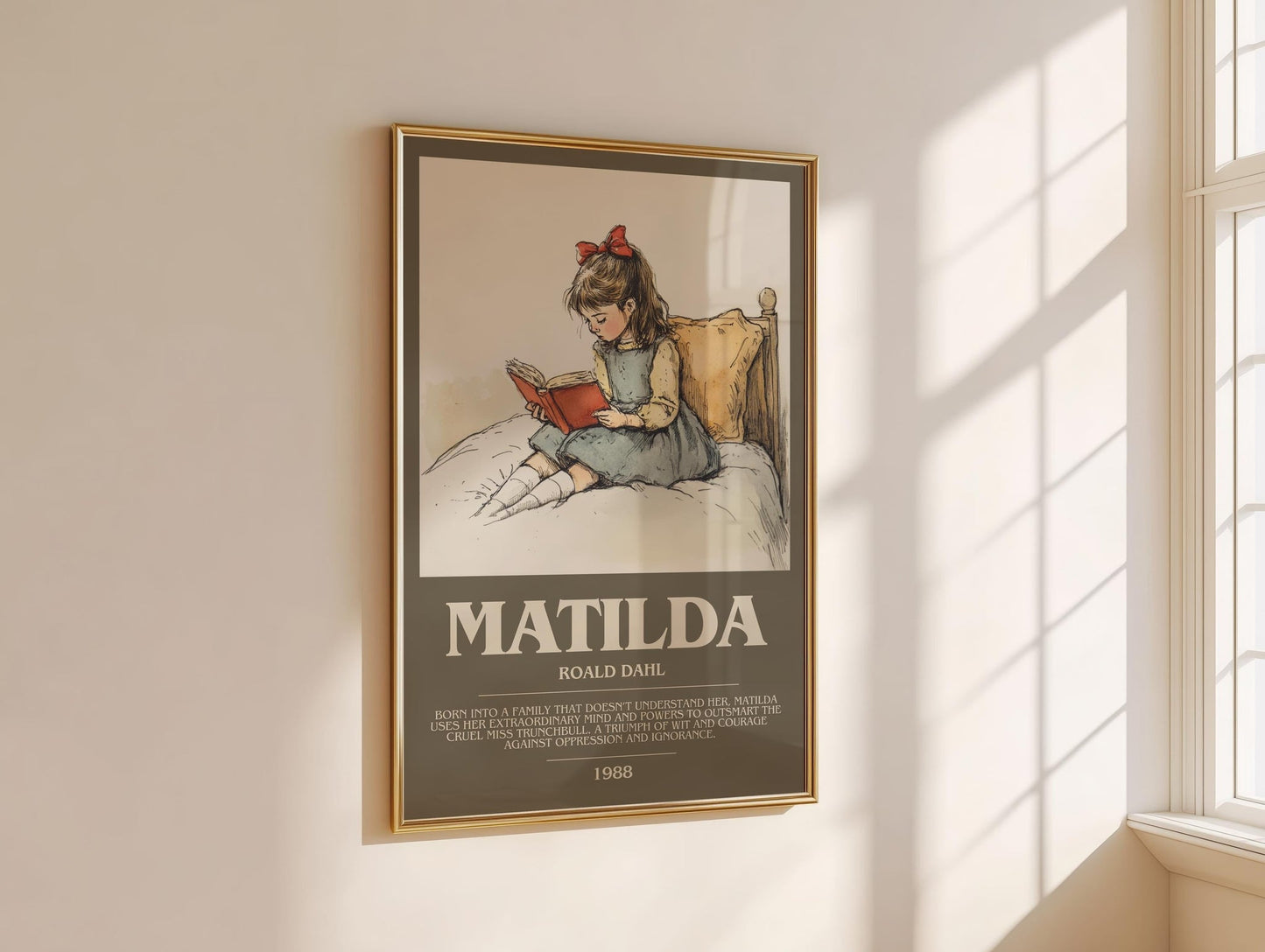 Matilda bookish book poster framed on wall – childrens wall art