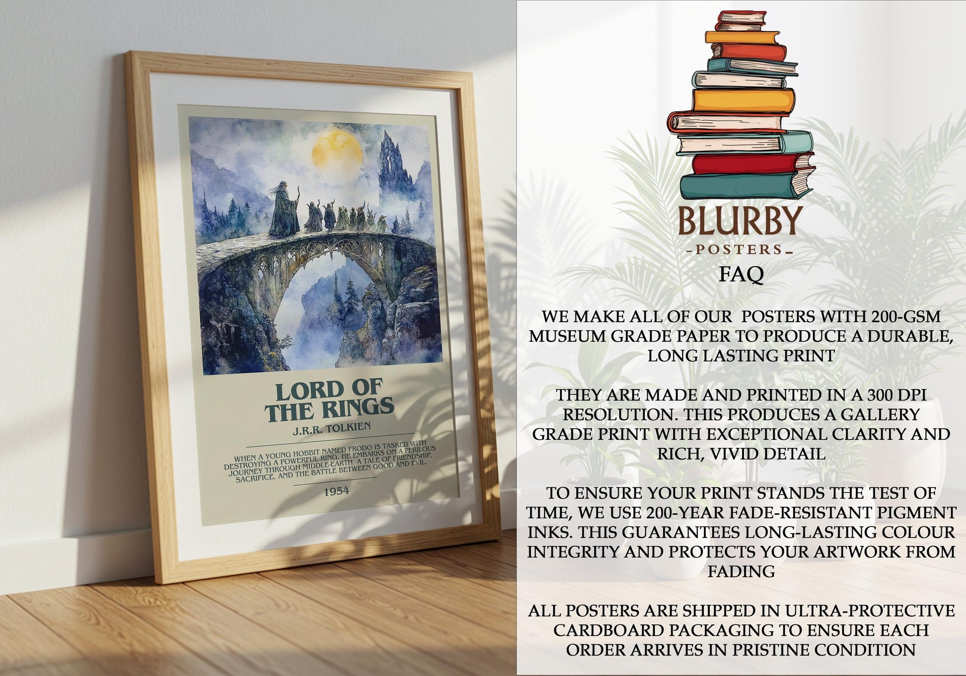 Lord Of The Rings by J.R.R. Tolkien | Descriptive Modern Book Art | Poster