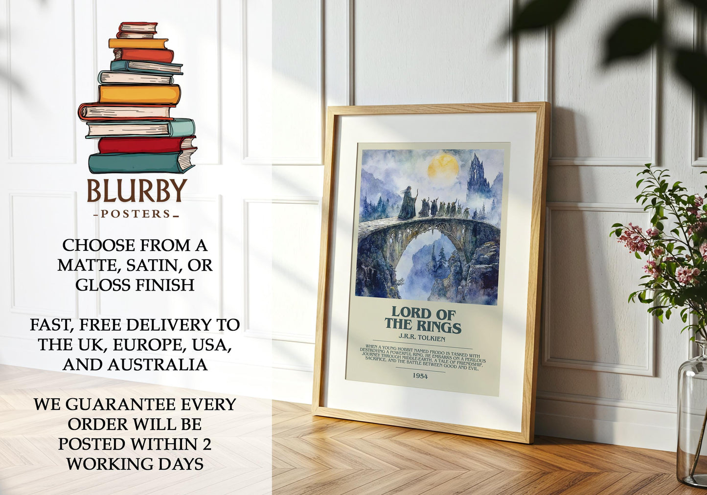 Lord Of The Rings by J.R.R. Tolkien | Descriptive Modern Book Art | Poster