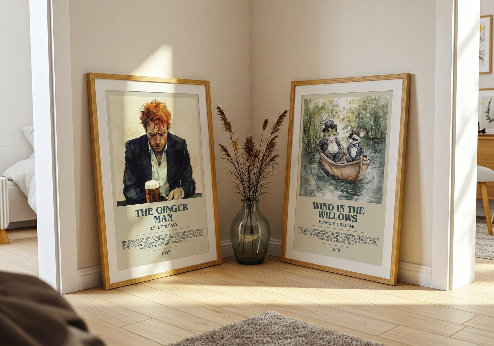 The Ginger Man bookish poster paired in gallery wall – literary art prints