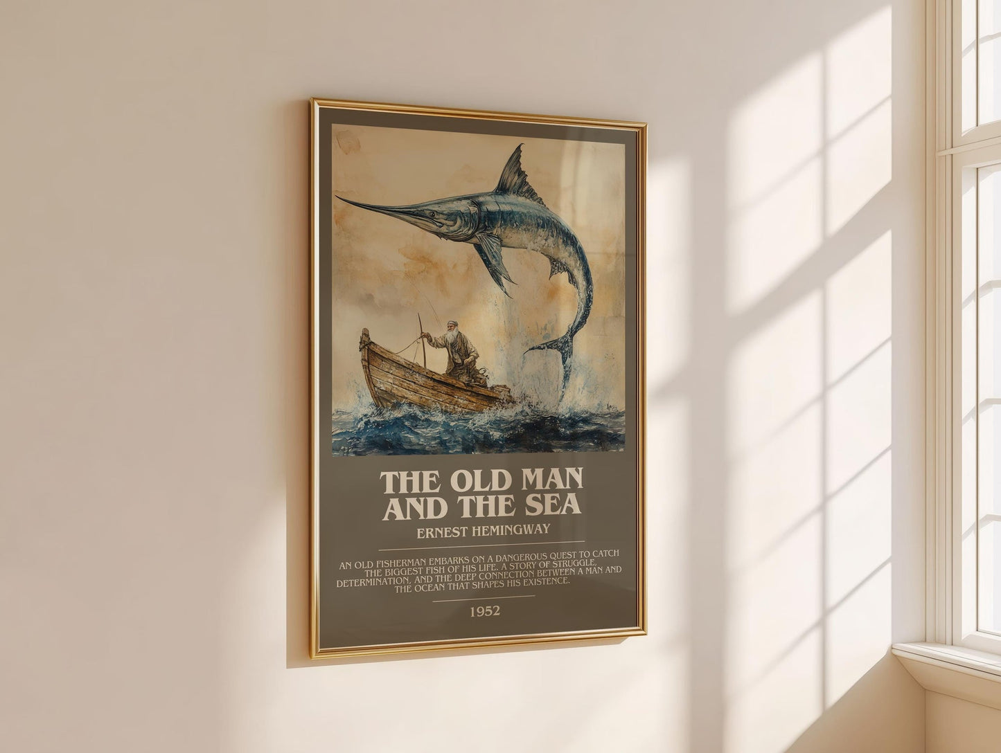 The Old Man and the Sea bookish book poster framed on wall – classic literature wall art
