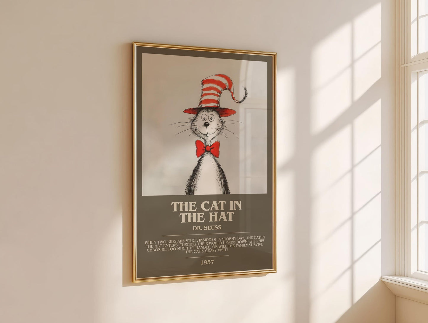 The Cat in the Hat bookish book poster framed on wall – childrens wall art