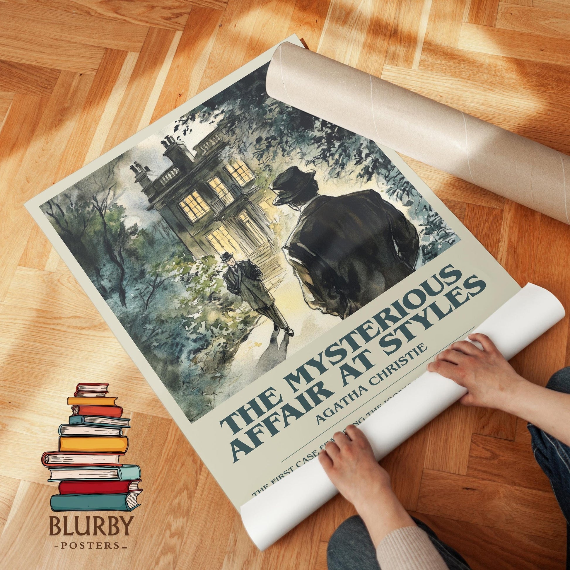 The Mysterious Affair At Styles book poster packaging – museum-quality print rolled in protective tube