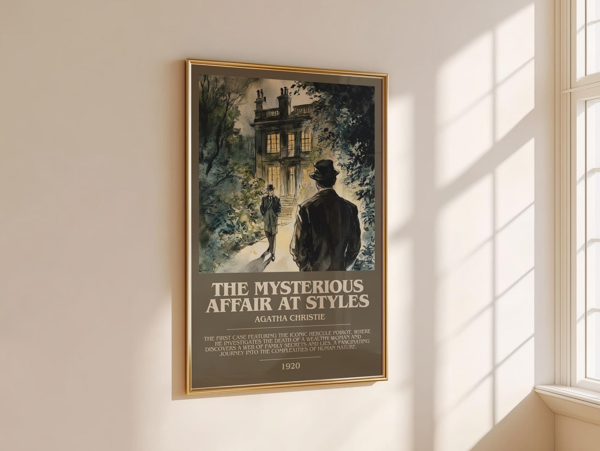 The Mysterious Affair At Styles bookish book poster framed on wall – mystery wall art