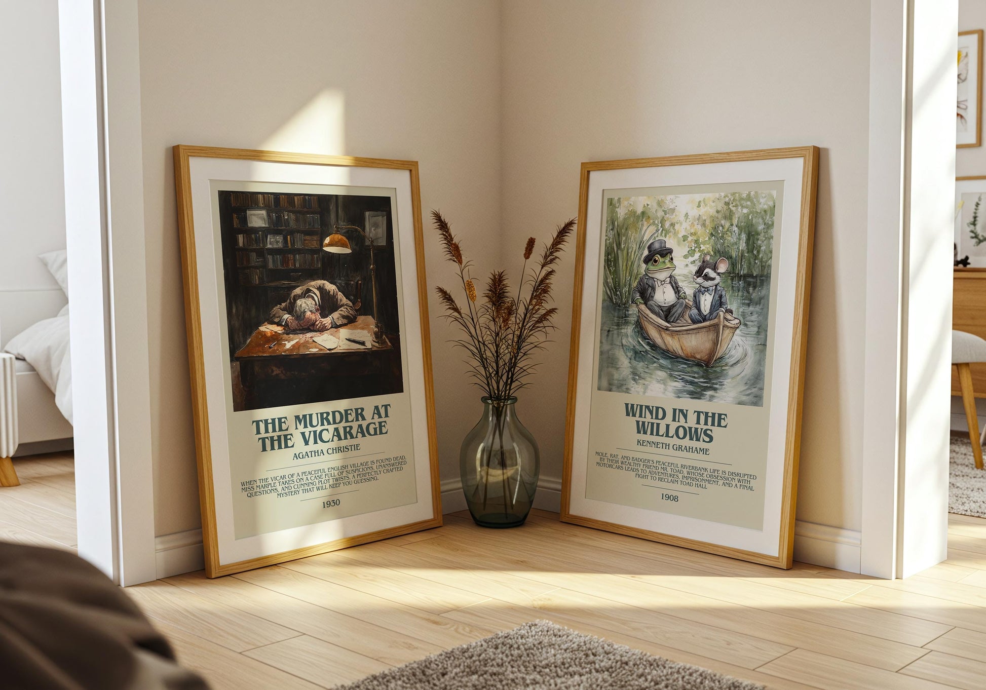The Murder at the Vicarage bookish poster paired in gallery wall – literary art prints