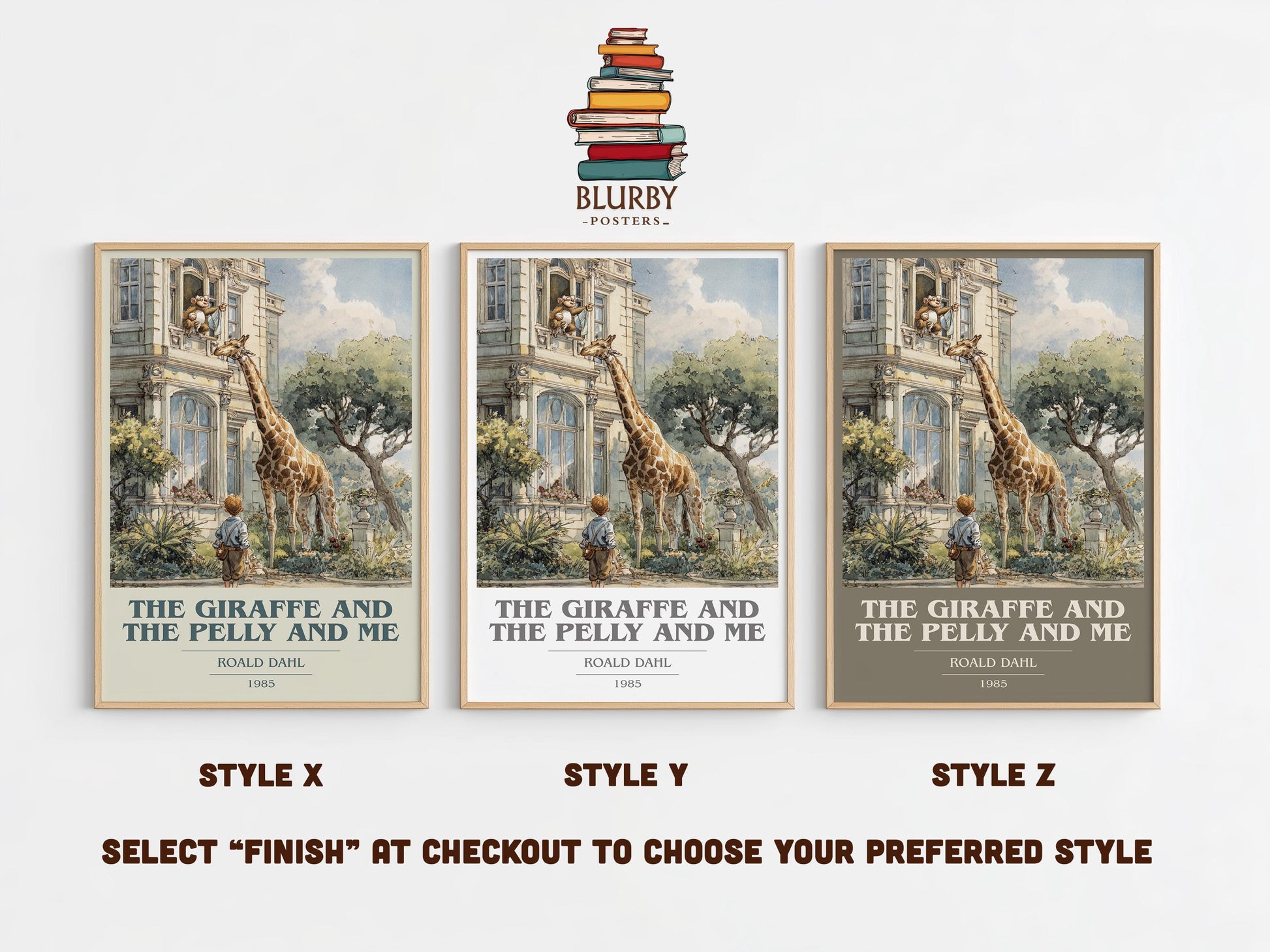 The Giraffe and the Pelly and Me by Roald Dahl | Book Poster | Literary Art Gift For Book Lover | Novel Inspired Wall Art | Free Delivery